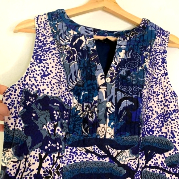 Anthropologie Maeve Savannah Floral Shift Mini Dress Size 2 Blue Cotton Pullover - Picture 4 of 8